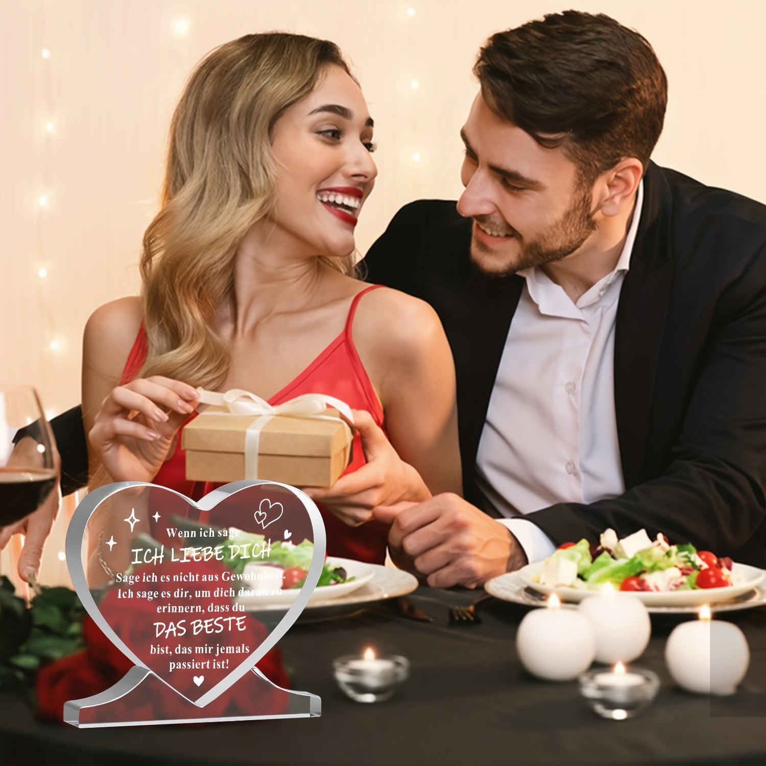 Romantic Heart-Shaped Acrylic Decoration