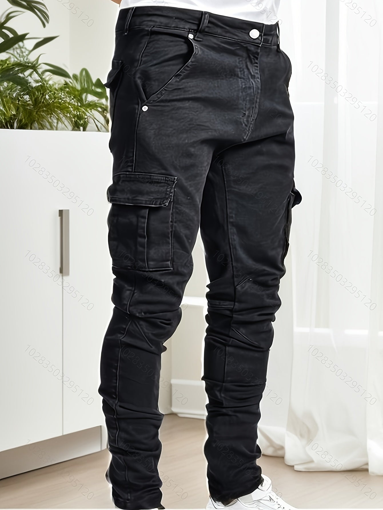 Marian Stretch Denim Slim Fit Cargo Jeans for Men