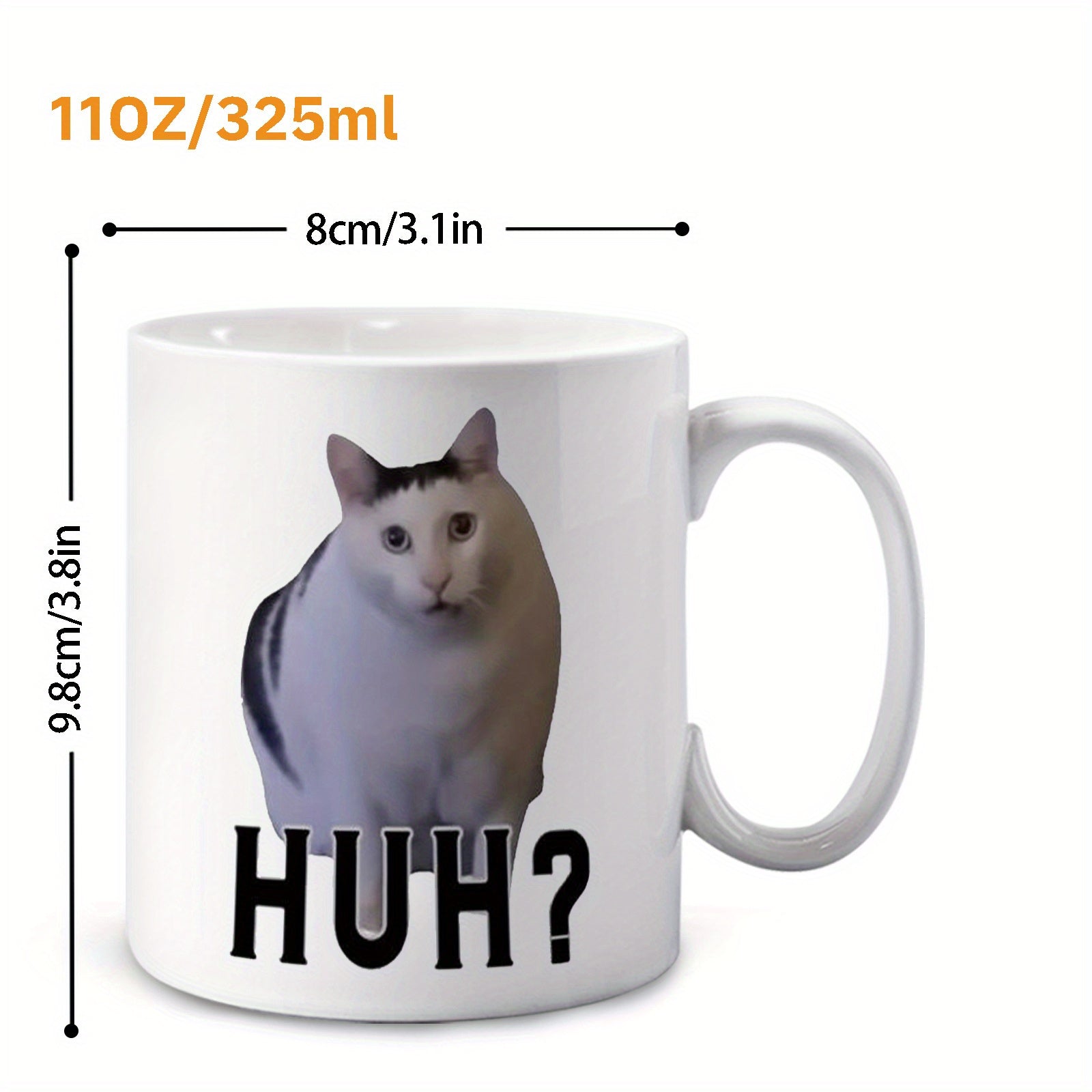 Humorous HUH? Cat Ceramic Mug