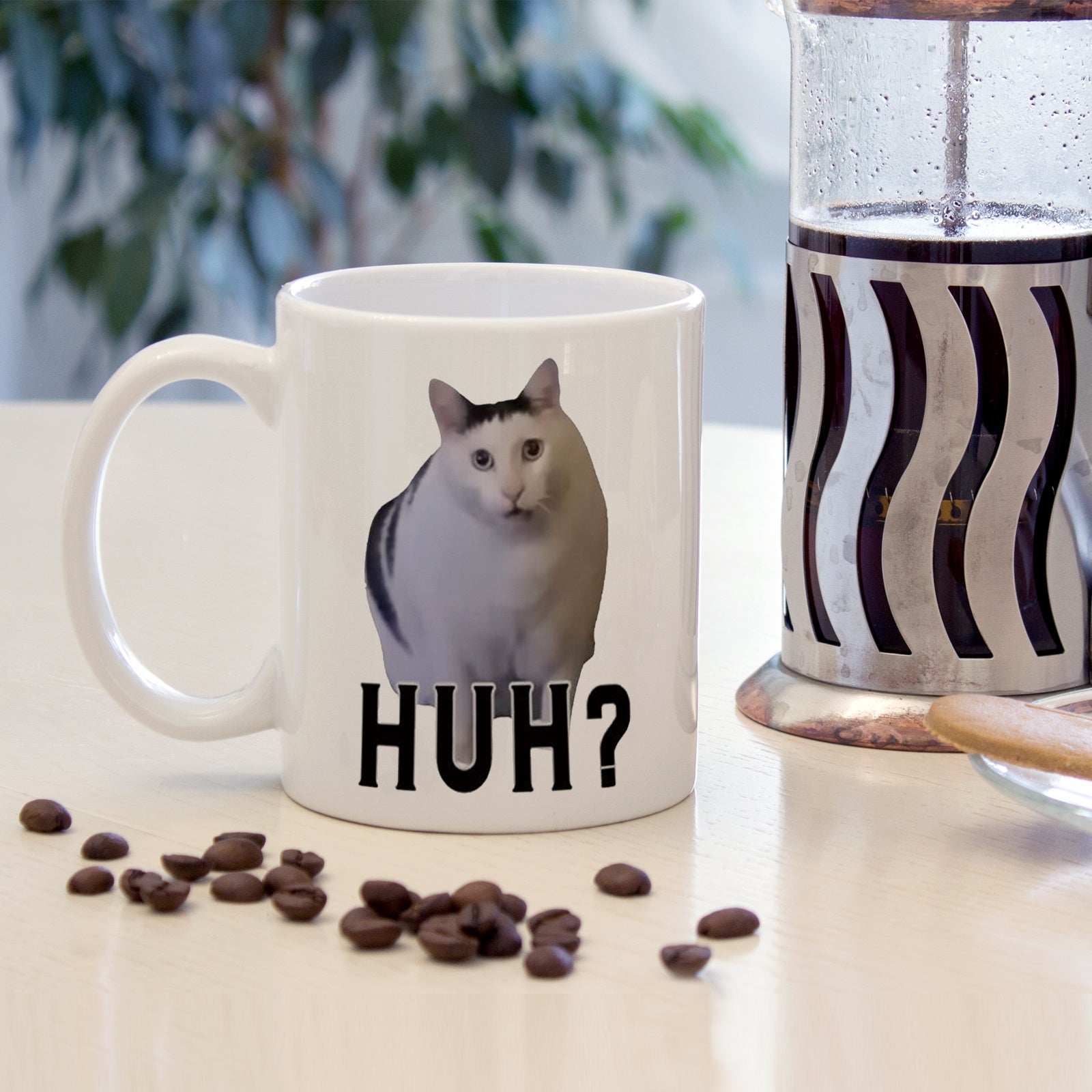 Humorous HUH? Cat Ceramic Mug
