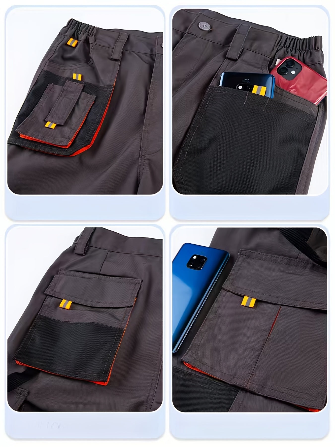 Men's Heavy-Duty Work Pants with Reinforced Design and Large Pockets