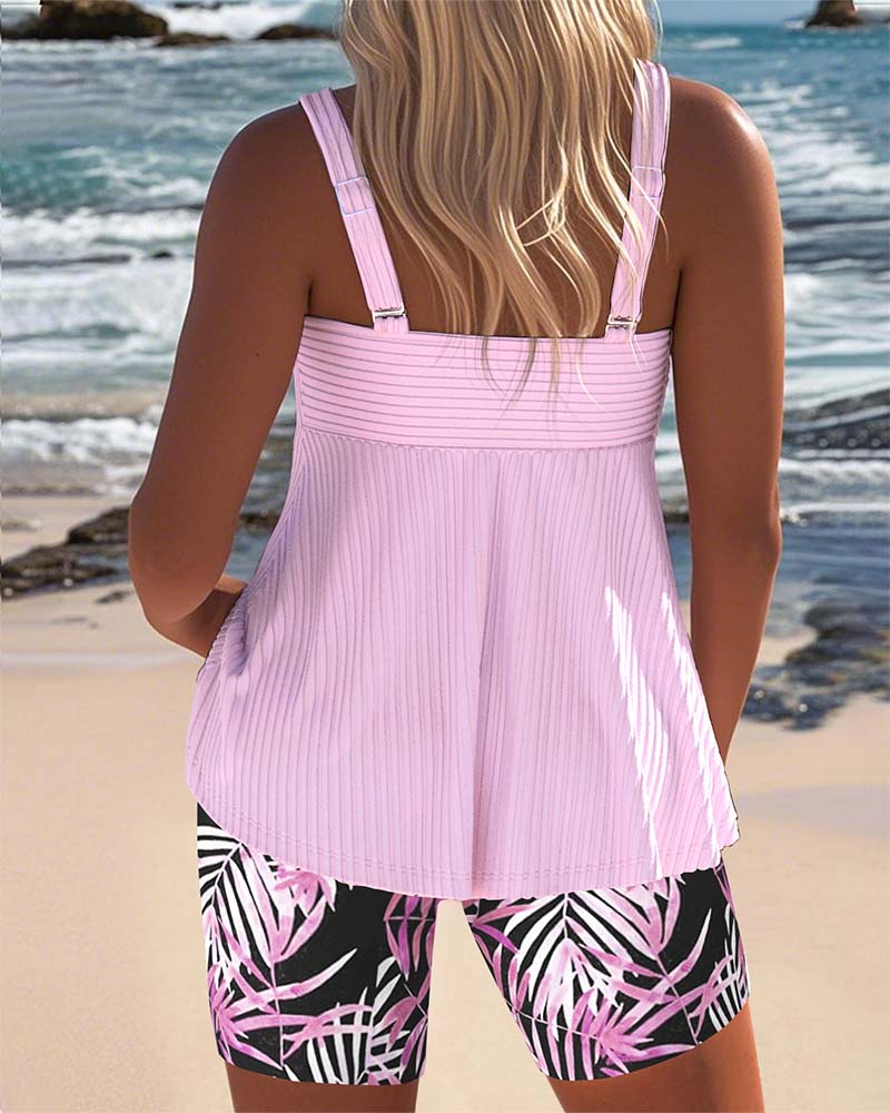 Women's Striped Tankini Two-Piece Set