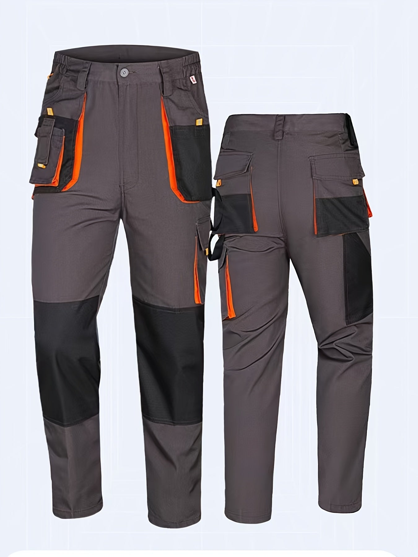 Men's Heavy-Duty Work Pants with Reinforced Design and Large Pockets
