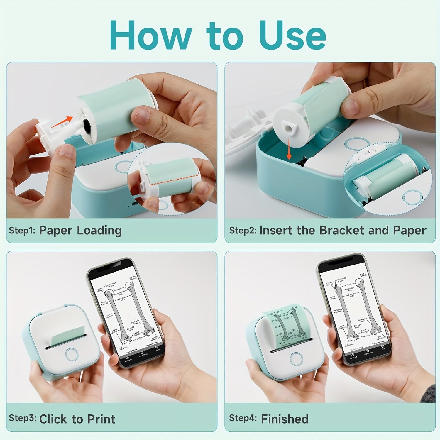 Mini Pocket Printer Wireless Label Printer for iPhone and Android