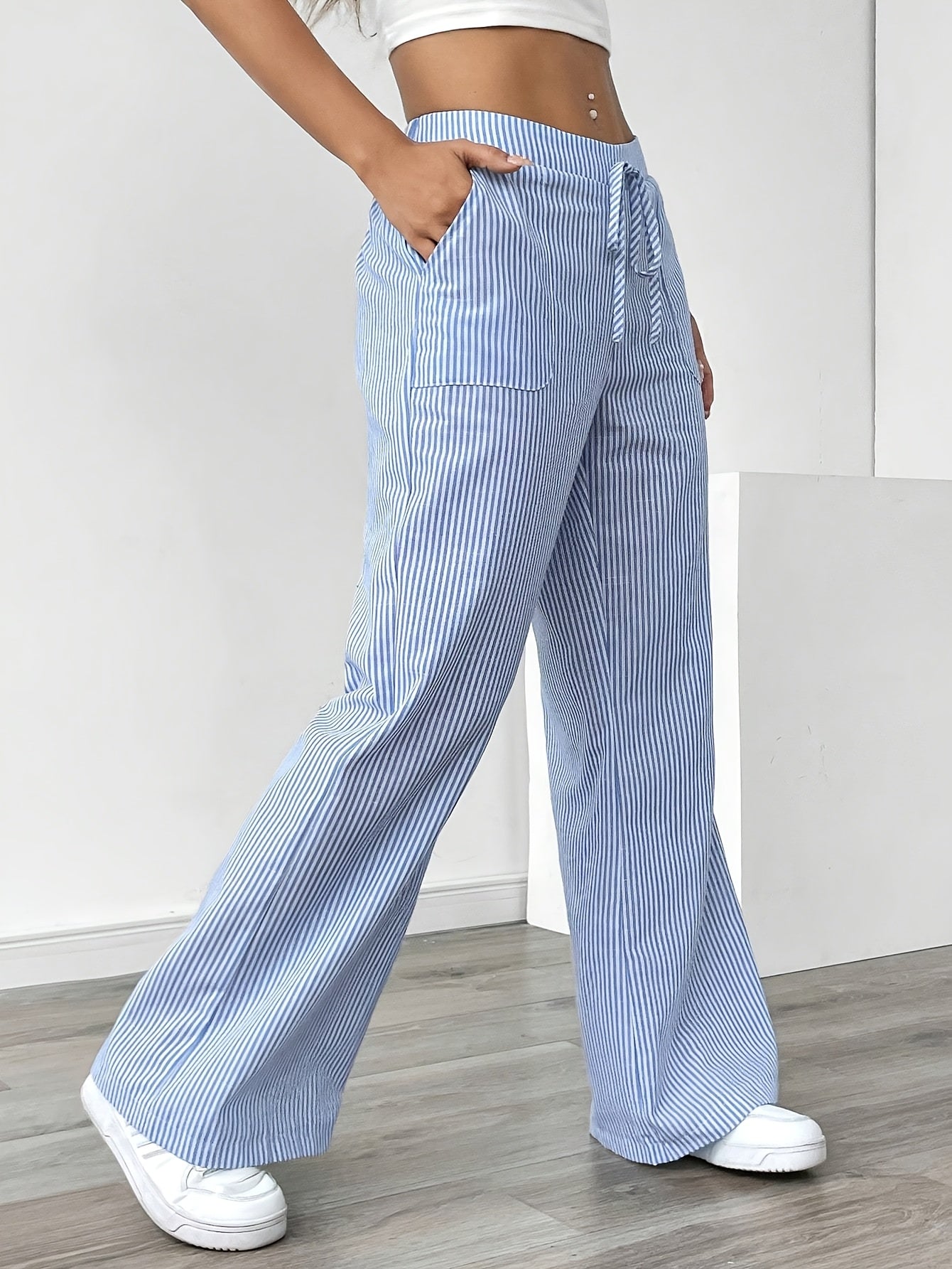 Tamara Wide-Leg Pants with Pockets and Waistband for Women