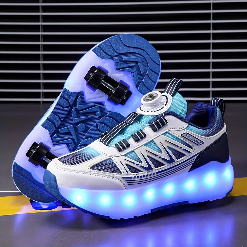 Kids' Skateboard Shoes with LED Lights and Removable Roller Skates
