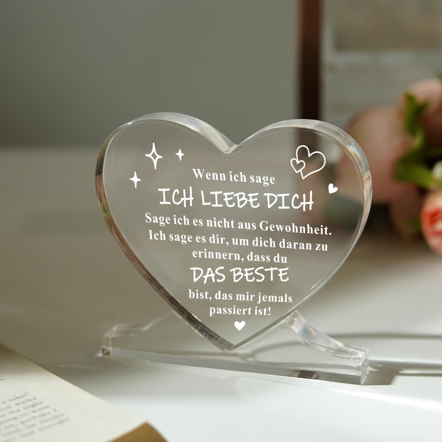 Romantic Heart-Shaped Acrylic Decoration