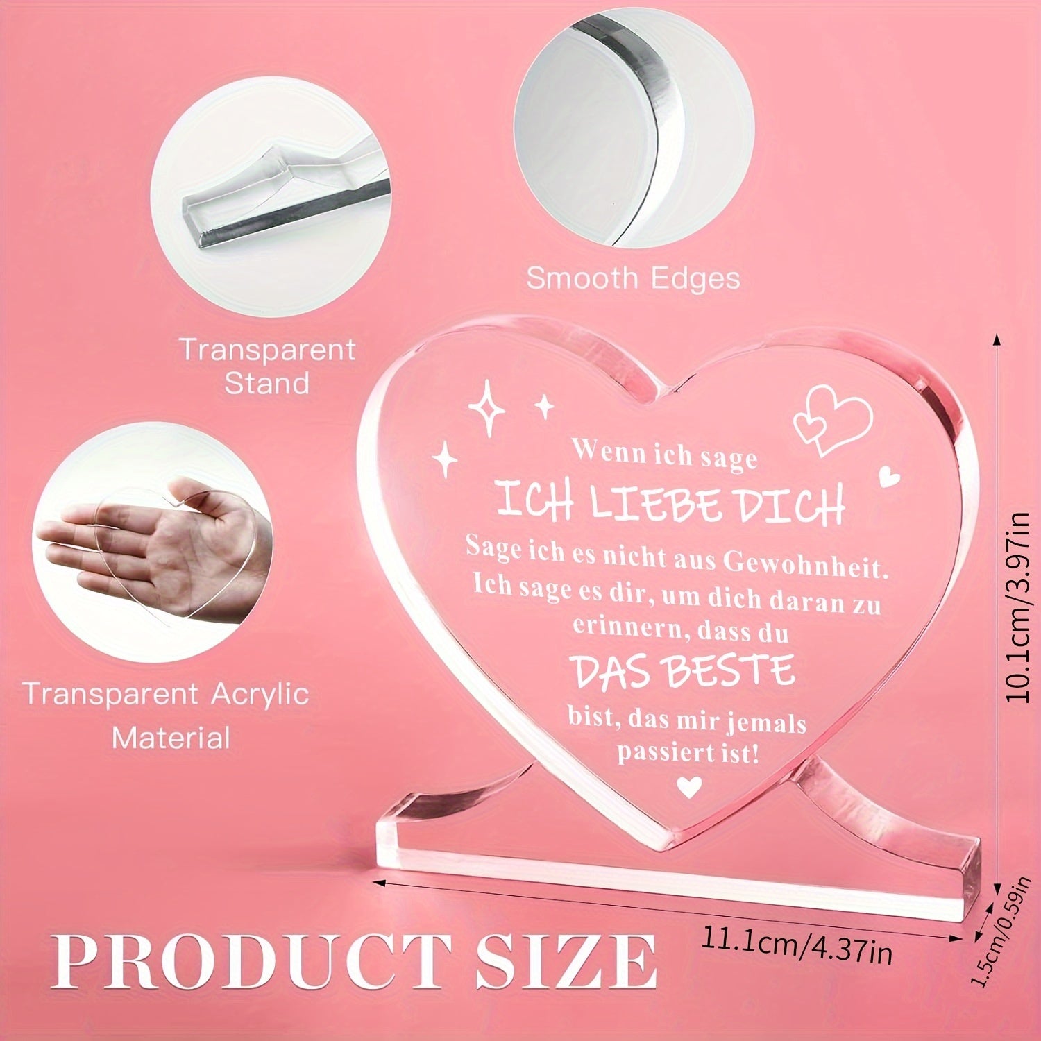 Romantic Heart-Shaped Acrylic Decoration