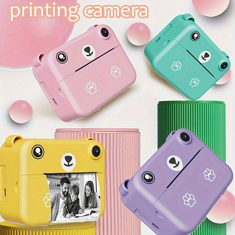 Instant Print Digital Camera Pink Bear Design
