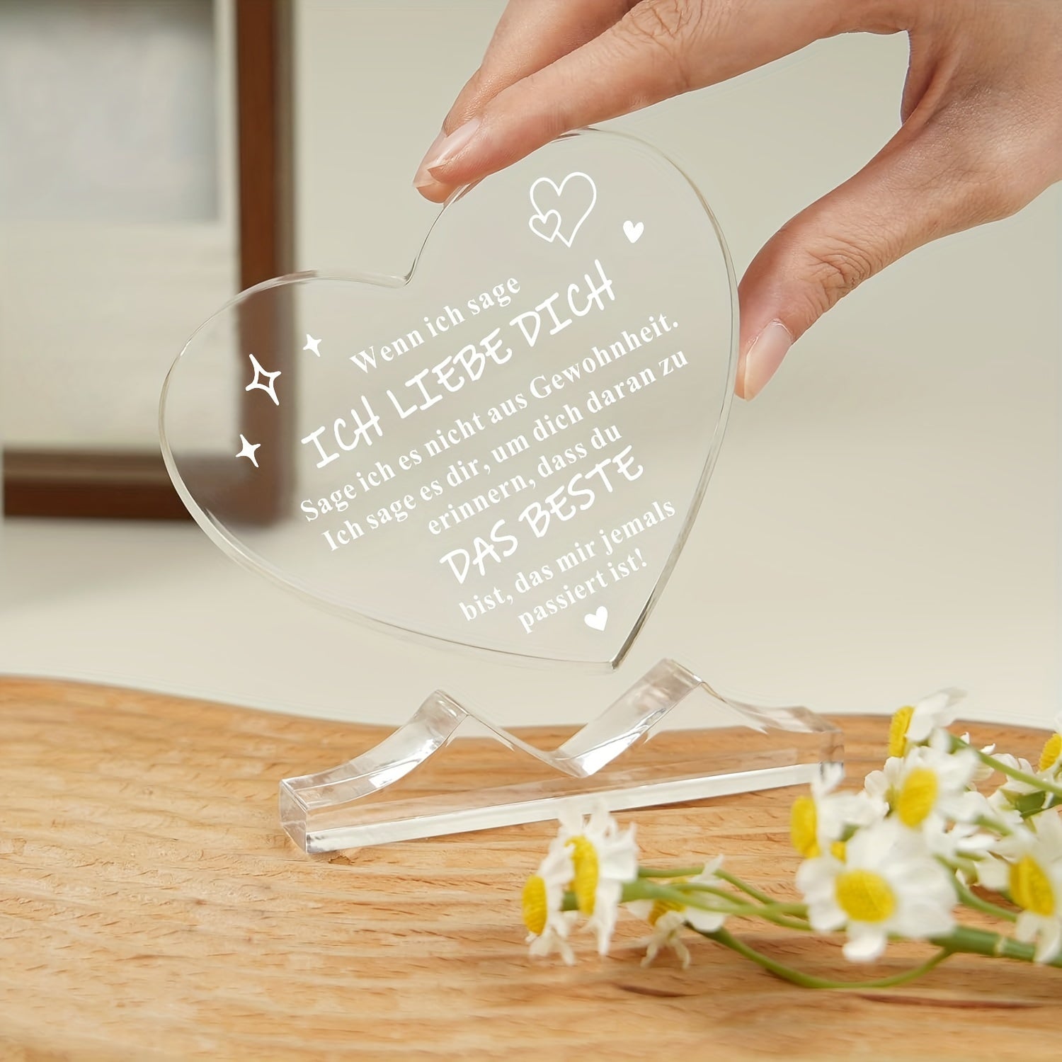 Romantic Heart-Shaped Acrylic Decoration