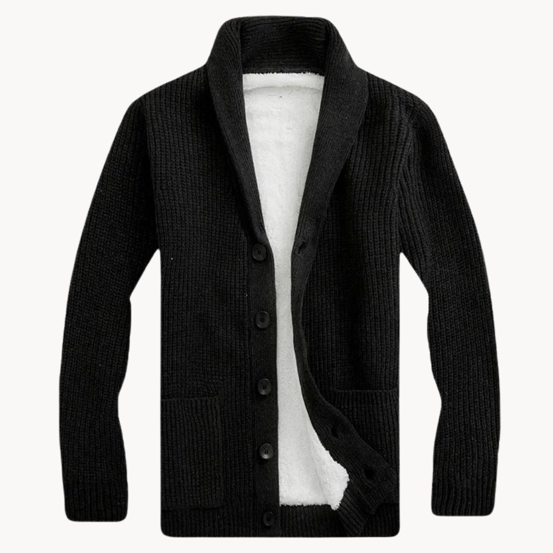 Cozy Fleece Cardigan with Elegant Shawl Collar