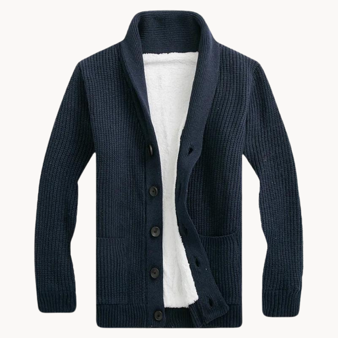 Cozy Fleece Cardigan with Elegant Shawl Collar