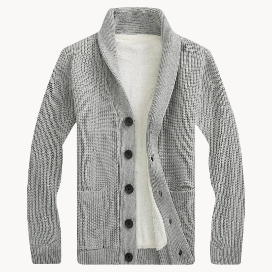 Cozy Fleece Cardigan with Elegant Shawl Collar