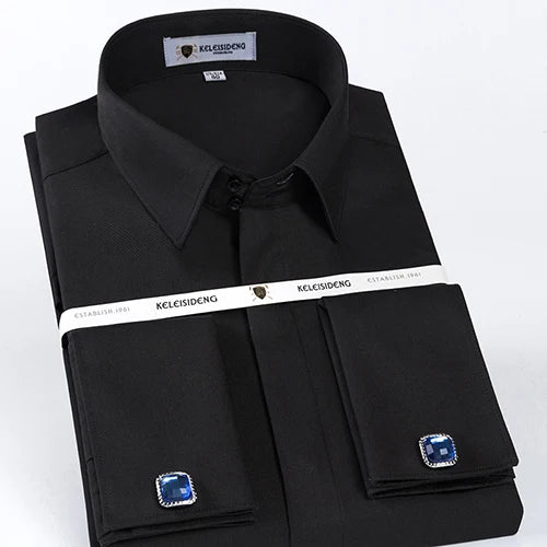 Men's Elegant Wrinkle-Free Tuxedo Shirt with Cufflinks