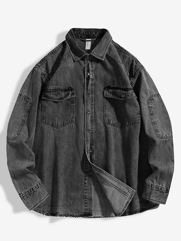 Men's Casual Button-Up Denim Shirt