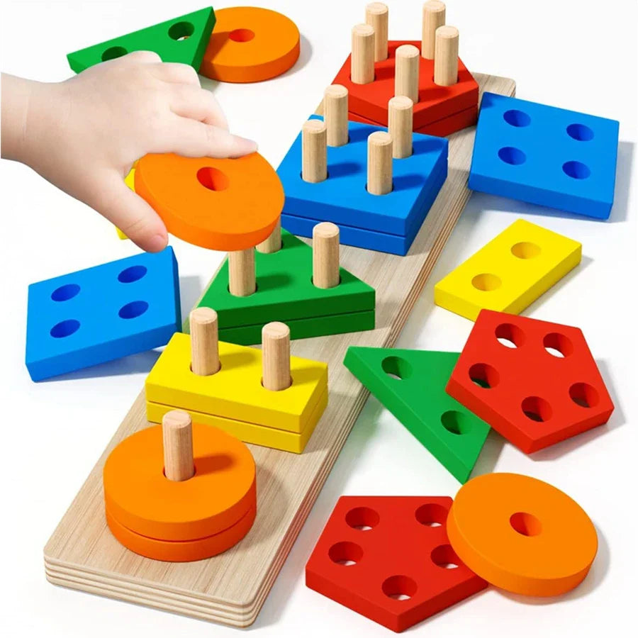 Wooden Stacking Toy Puzzle for Toddlers and Kids