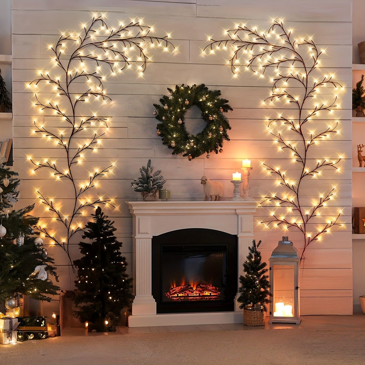 Flexible Willow Branch Lights in White Birch Tree Light