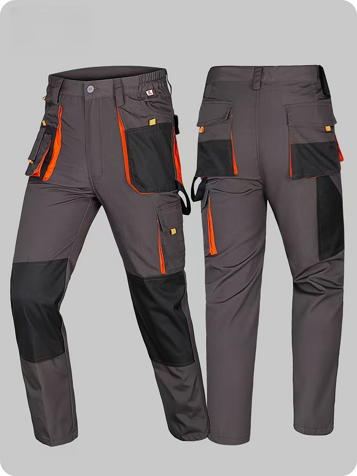 Men's Heavy-Duty Work Pants with Reinforced Design and Large Pockets