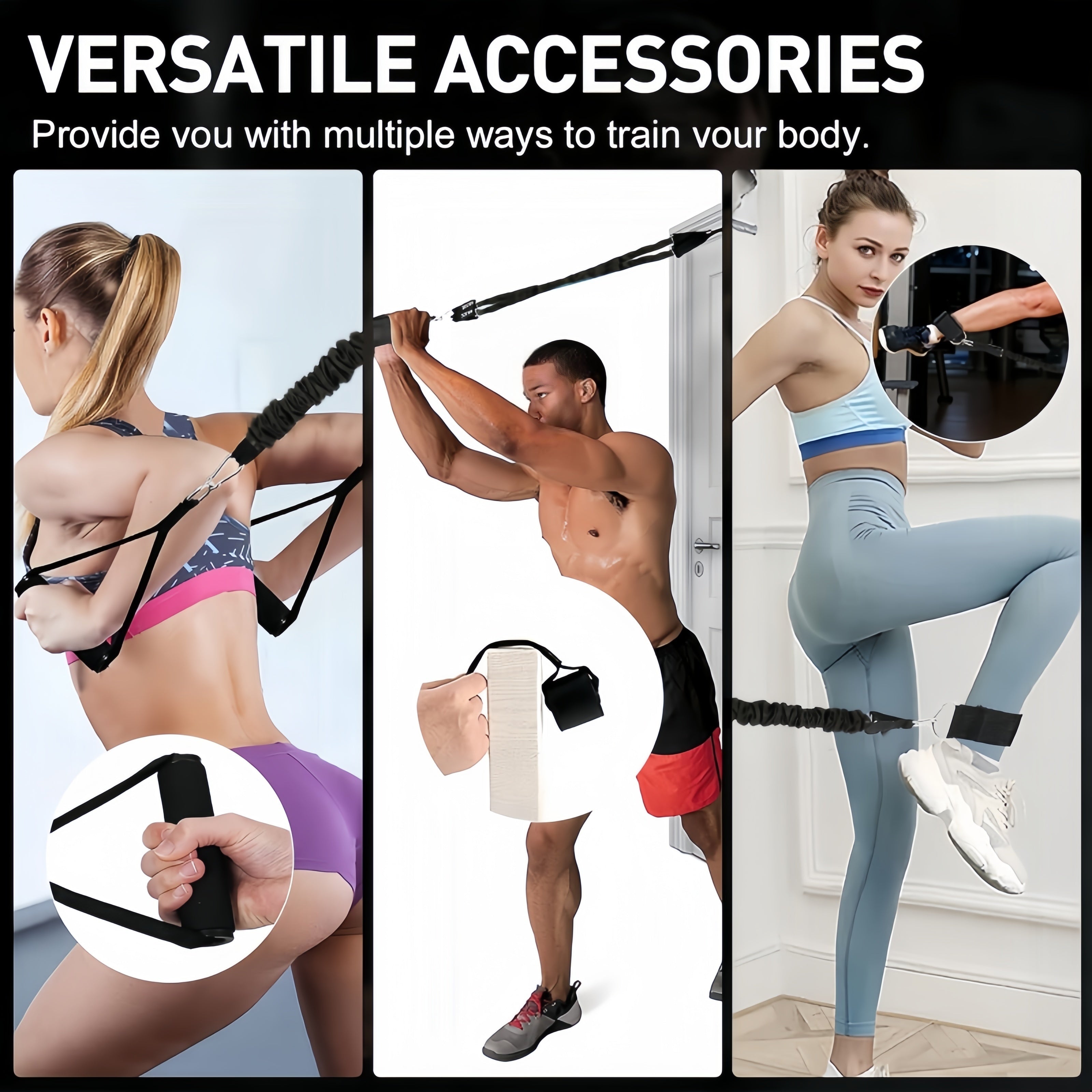 Resistance Bands Set with Foldable Portable Push-Up Bars