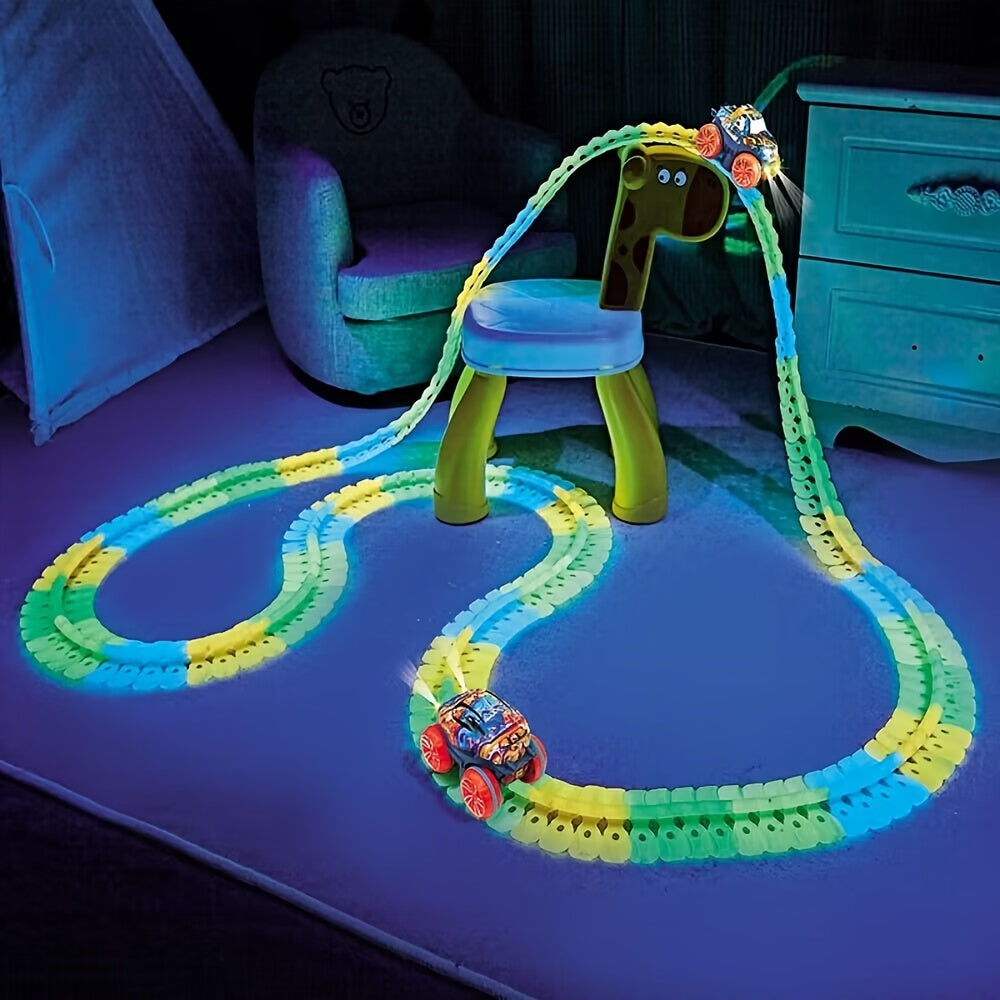 Colorful Light-Up Hangable Race Track with Electric Rail Cars