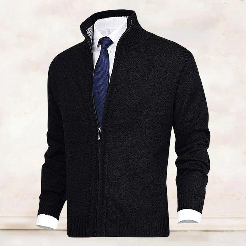 Saber Klassischer Herren Strickjacke mit Stehkragen