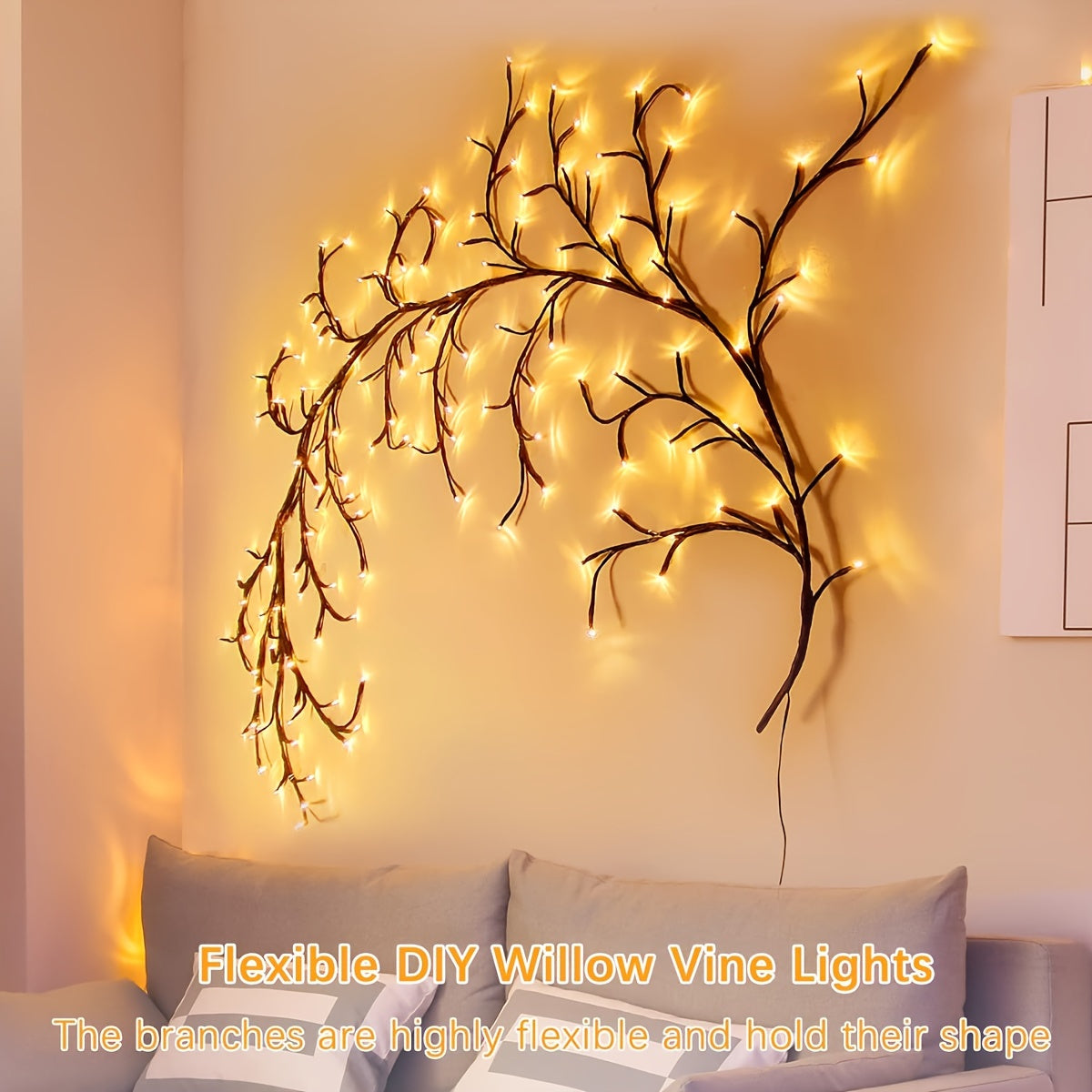 Flexible Willow Branch Lights in White Birch Tree Light