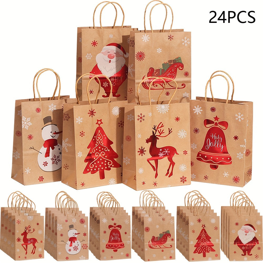 Festive Christmas Gift Bags, 24-Pack