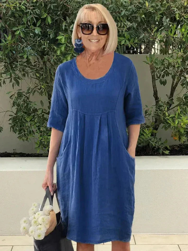 Leichtes Sommerkleid Damen aus Baumwolle und Leinen