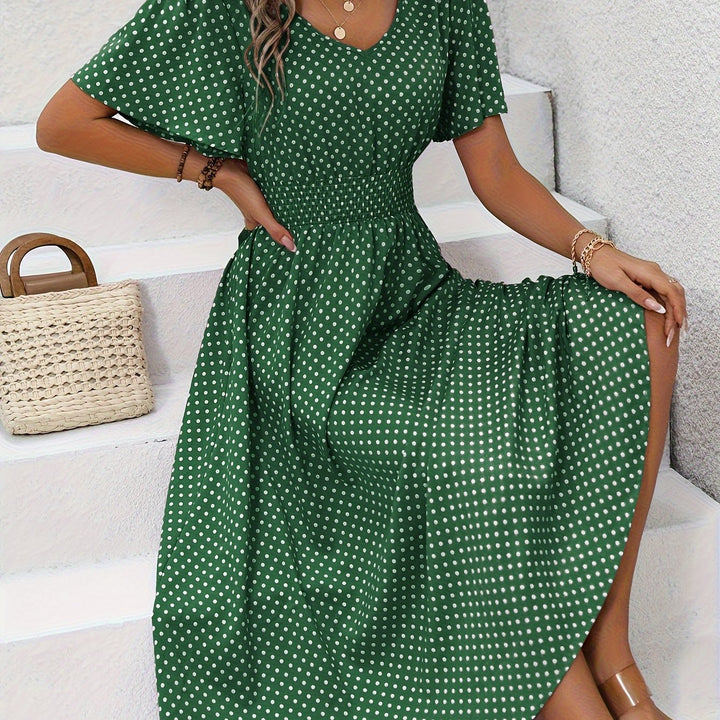 Elegantes Damen Punktekleid A-Linie