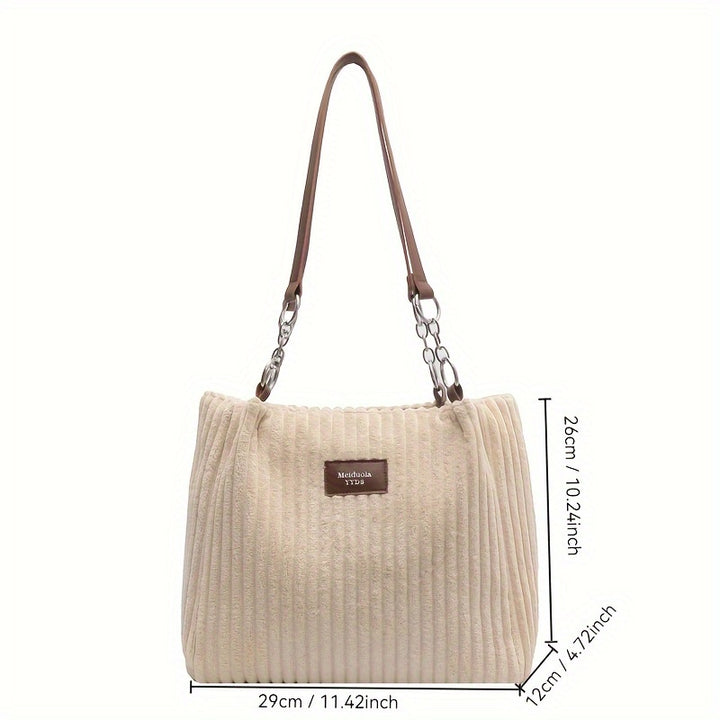 Stylische Damen Schultertasche im Cord-Look