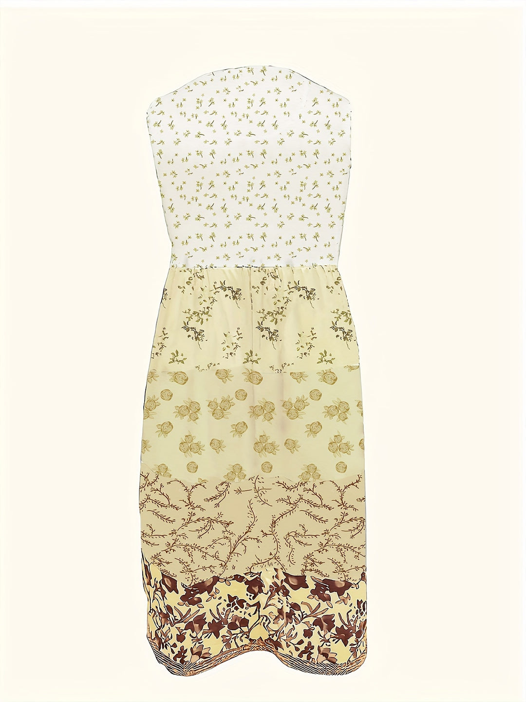 Modisches Blumen Damen Midi-Kleid