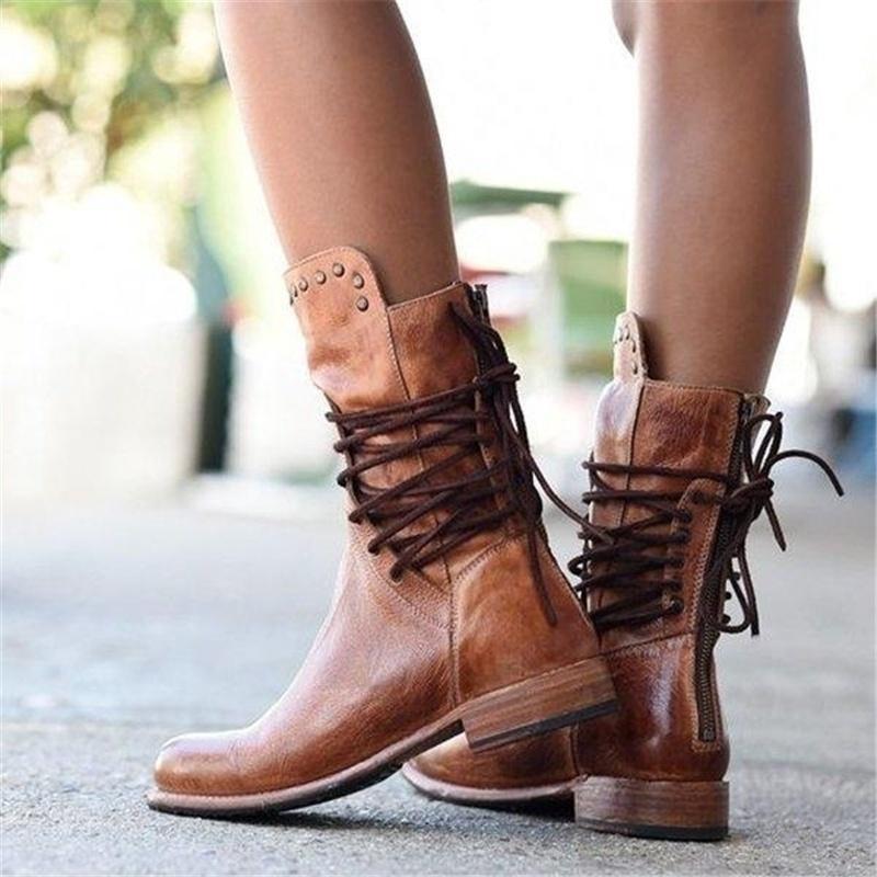 Klassische Damen Lederstiefel