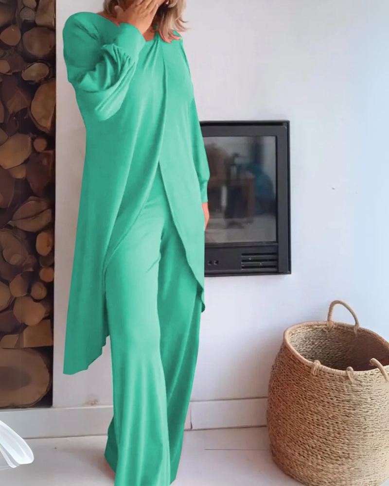 Elegantes Damen Zweiteiler-Set Lang