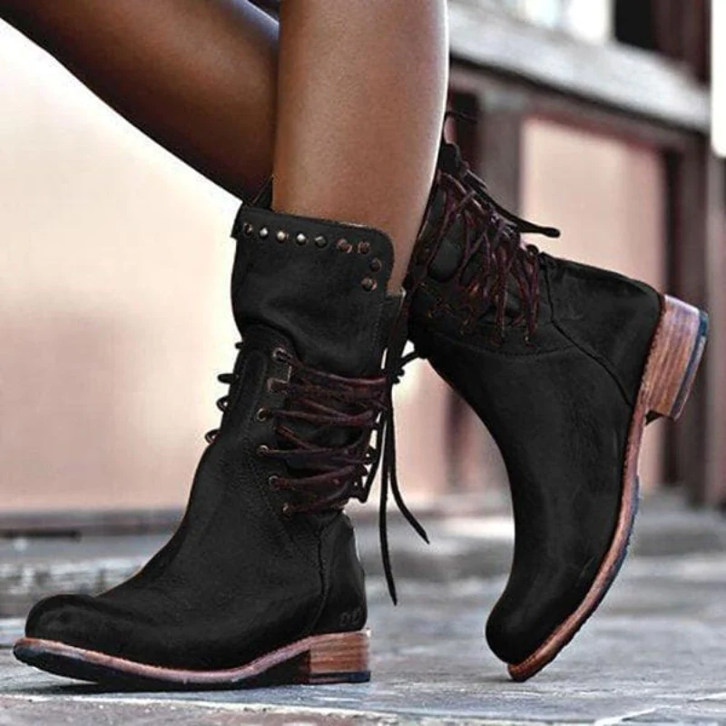 Klassische Damen Lederstiefel