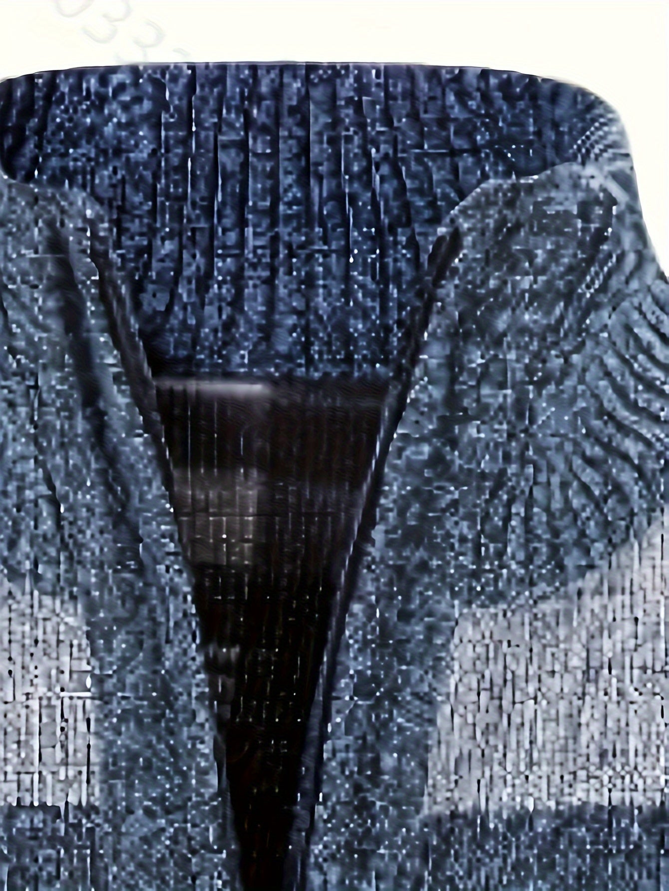 Fleece-Lined Knit Sweater with Ethnic Wave Pattern