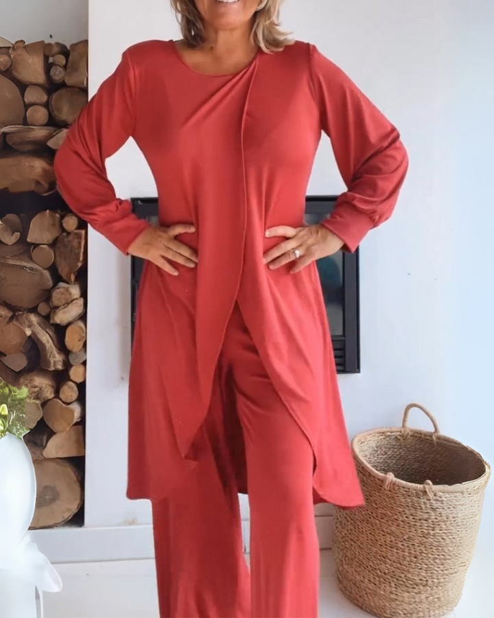 Elegantes Damen Zweiteiler-Set Lang