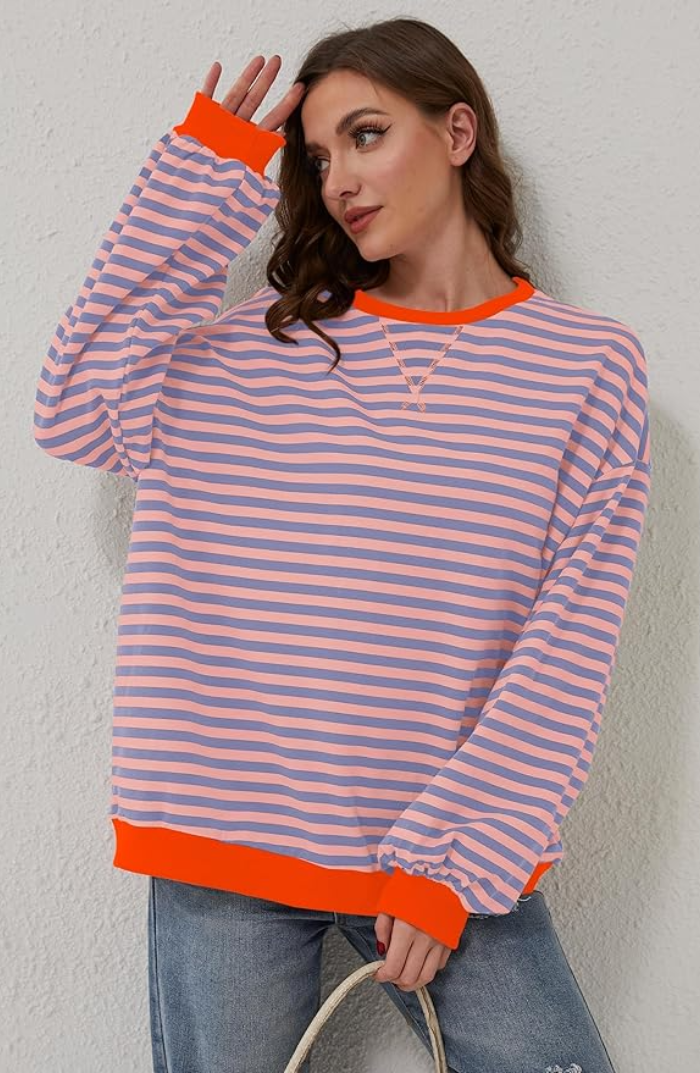 Gestreiftes Bequemes Damen Sweatshirt