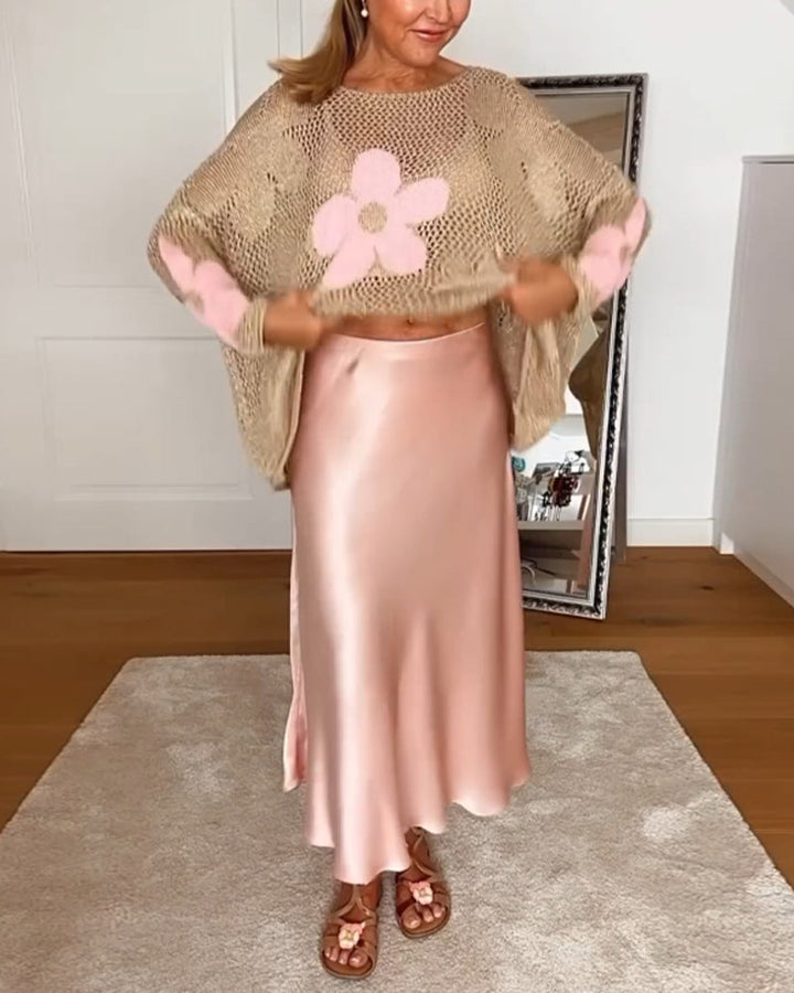 Modischer Damen Pullover mit Blumenmuster