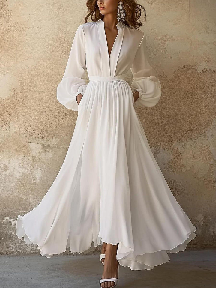Elegantes Damen Maxikleid mit V-Ausschnitt