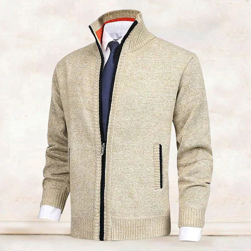 Saber Klassischer Herren Strickjacke mit Stehkragen