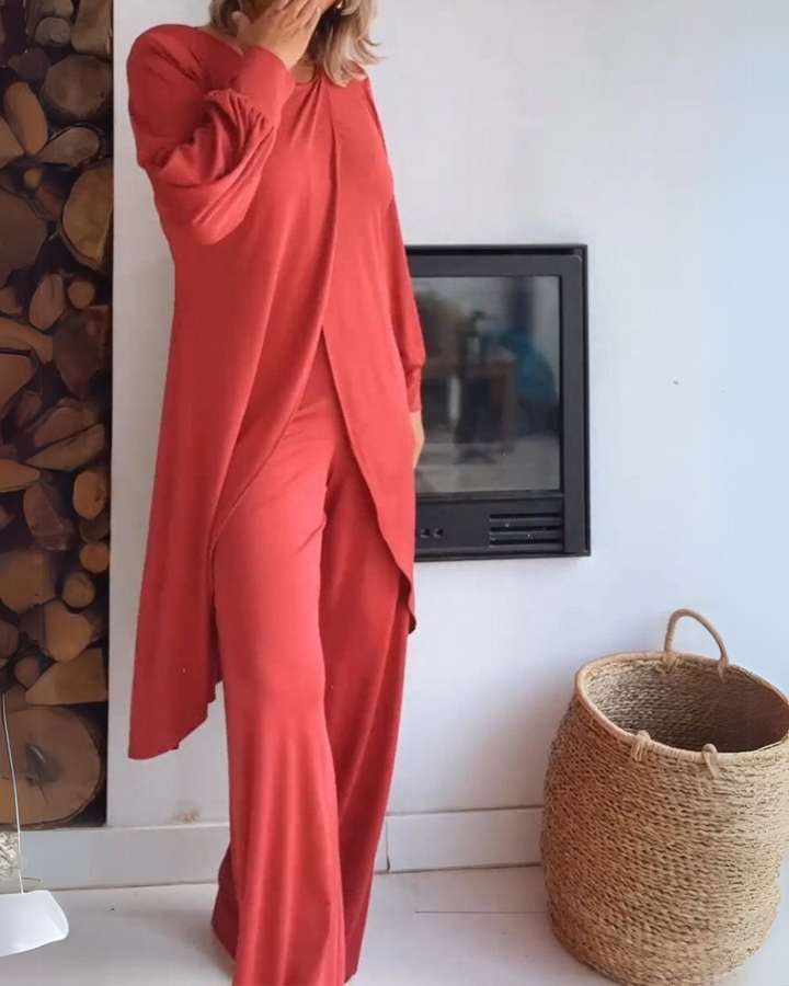 Elegantes Damen Zweiteiler-Set Lang