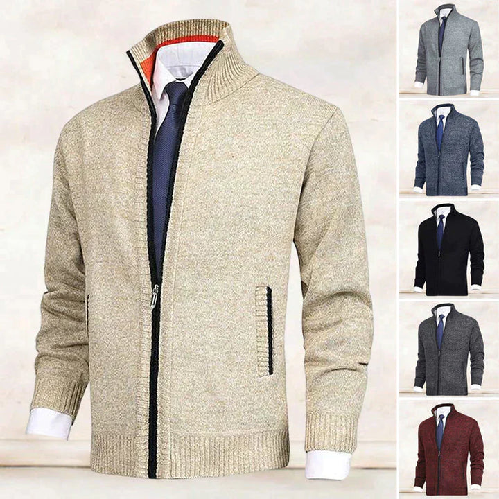 Saber Klassischer Herren Strickjacke mit Stehkragen