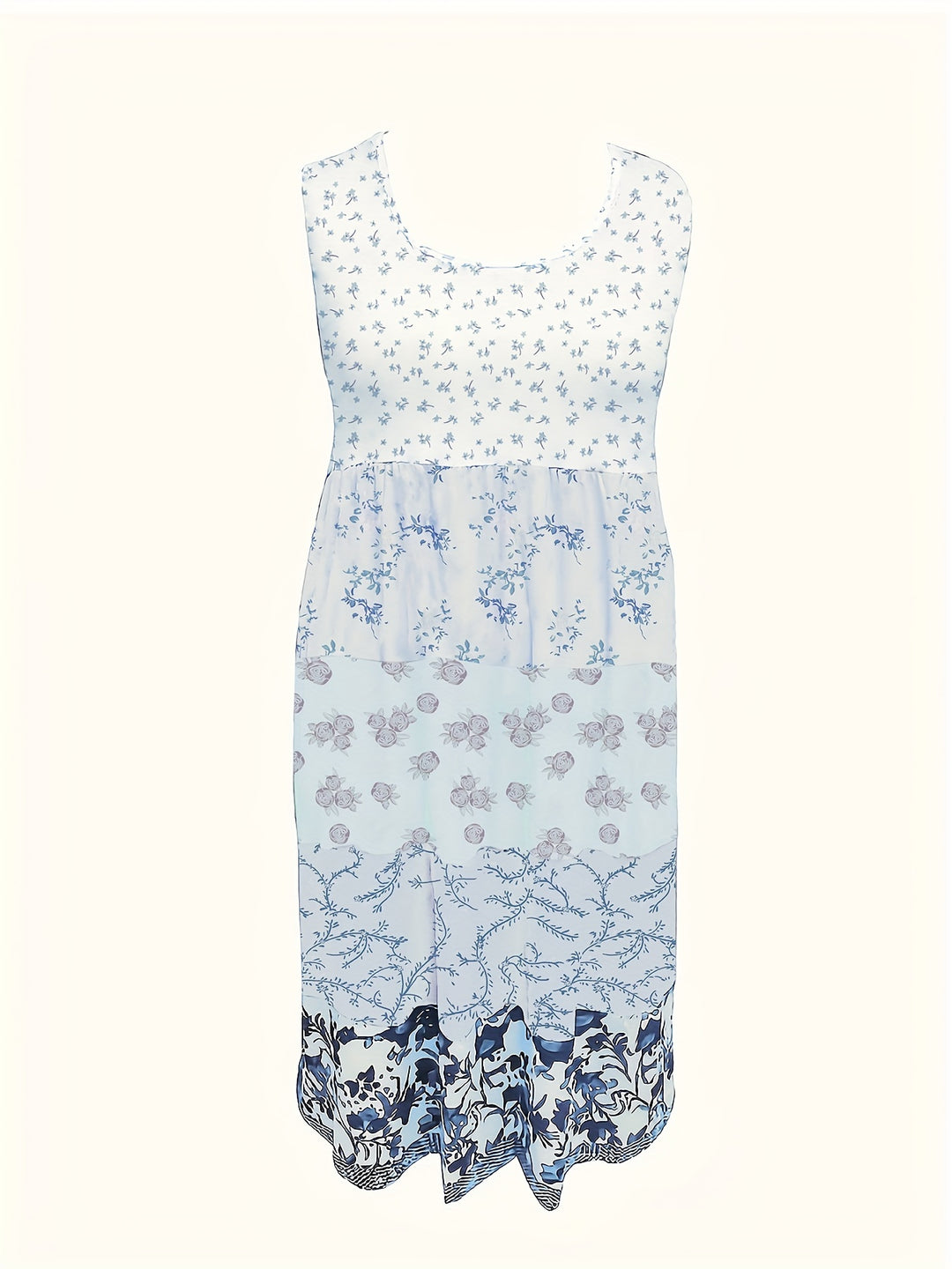 Modisches Blumen Damen Midi-Kleid