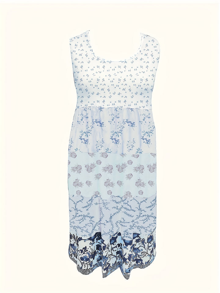 Modisches Blumen Damen Midi-Kleid
