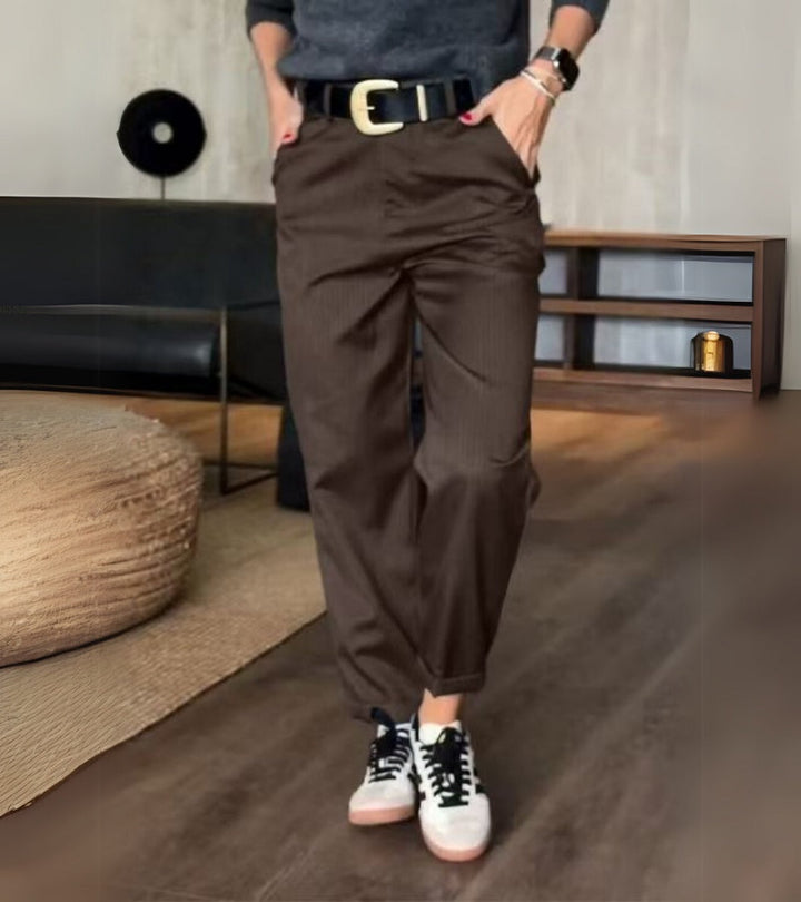 Mathilda Gestreifte Slim-Fit Damen Hose