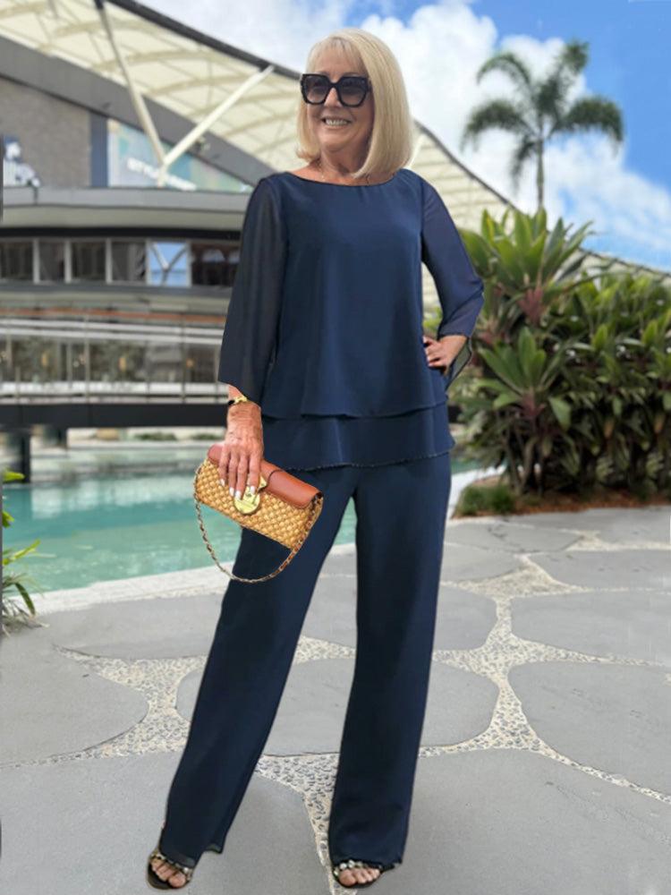 Elegantes Damen Zweiteiler-Outfit mit 3/4-Arm