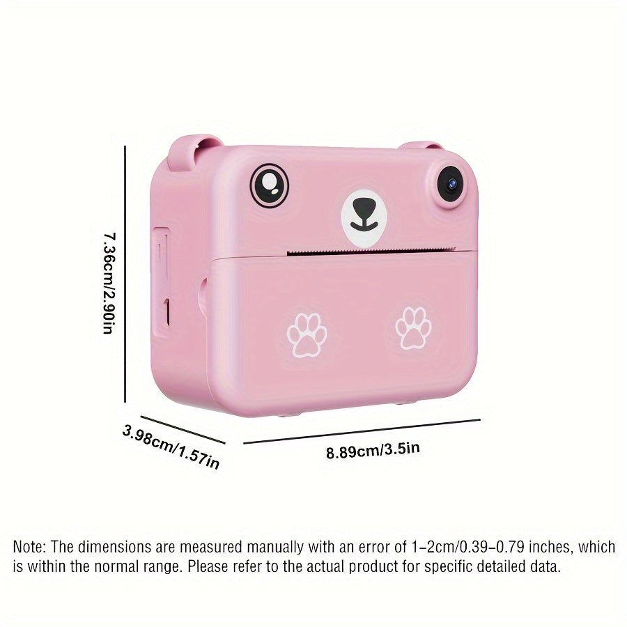 Instant Print Digital Camera Pink Bear Design