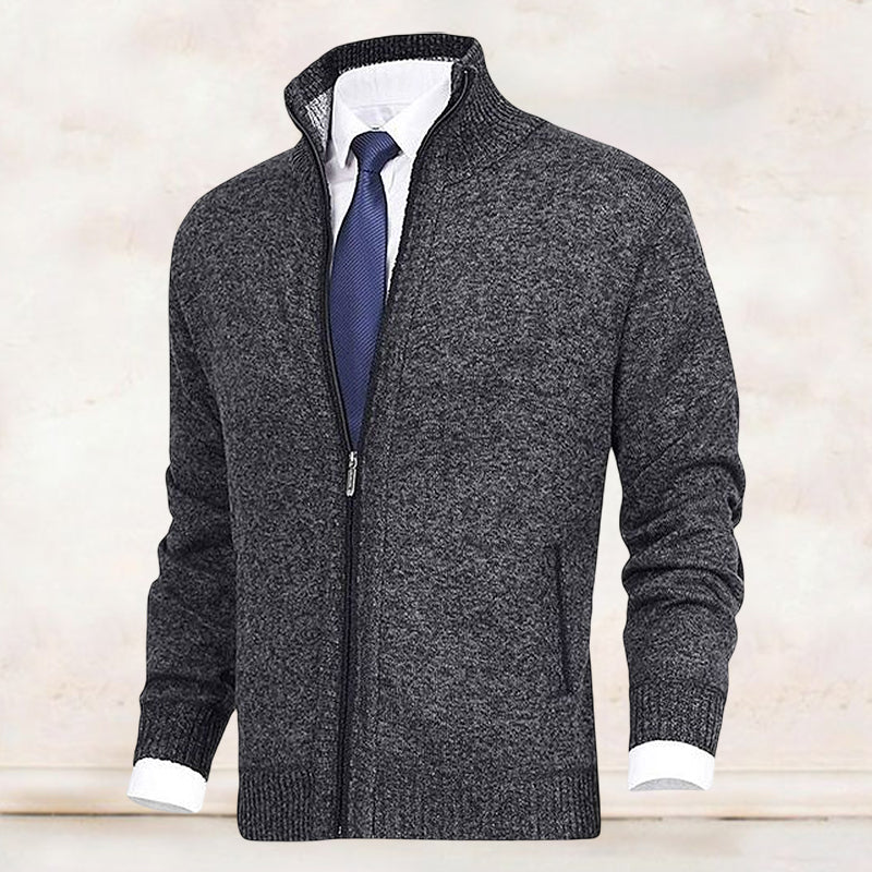 Saber Klassischer Herren Strickjacke mit Stehkragen