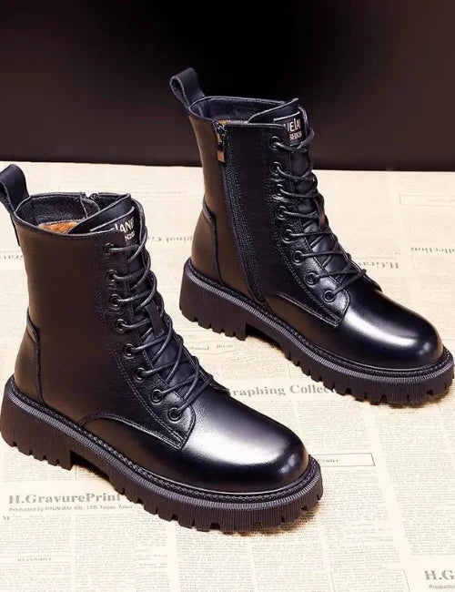 Gefütterte Klassische Damen Lederstiefel