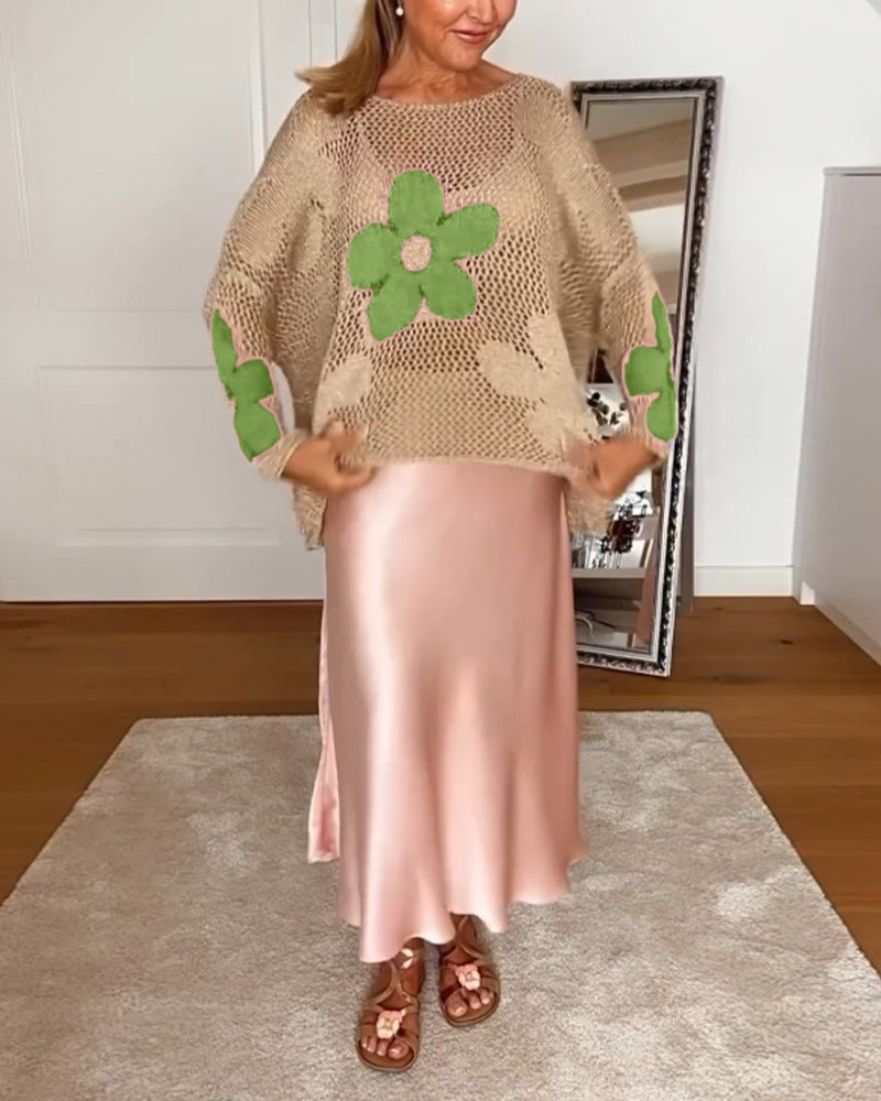 Modischer Damen Pullover mit Blumenmuster